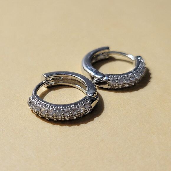Hoop Zirconia Earrings - Picture 3 of 11